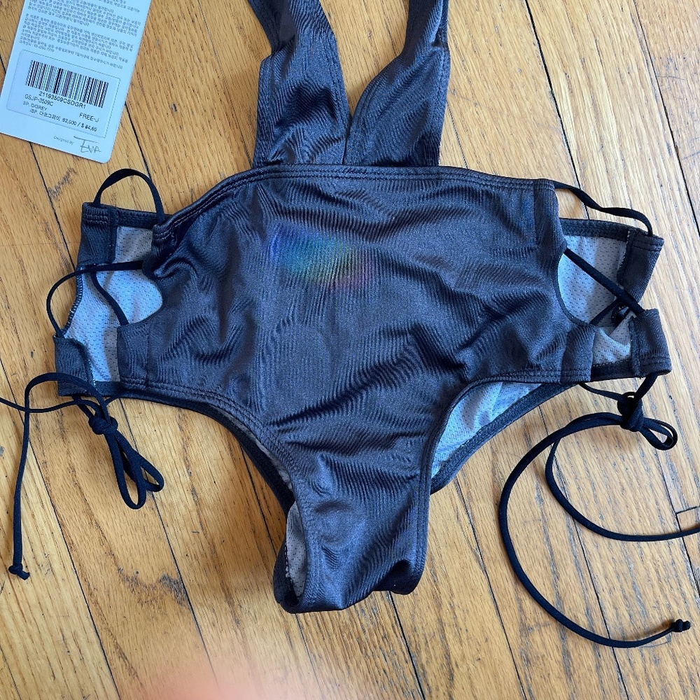 21gs Activewear "Natasha" Pole Swim Bodysuit in Dark Grey - NWT Multiple Sizes - Picture 7 of 10